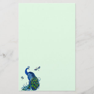 Classic Peacock and Dragonfly Design Stationery