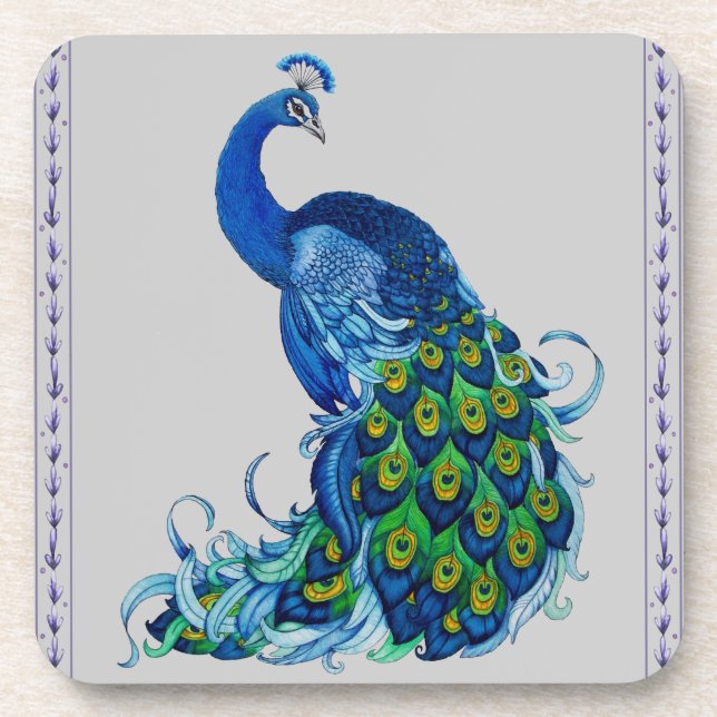 Classic Peacock Design Coaster (Front)