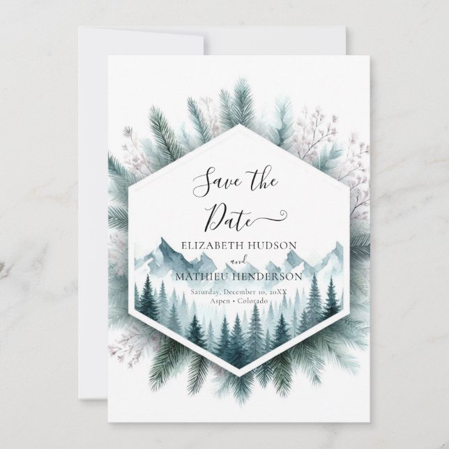 Classic Peak Mountain Wedding Save The Date (Front)