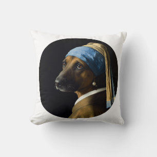 Classic Pearl Portrait–Inspired German Shepherd Throw Pillow