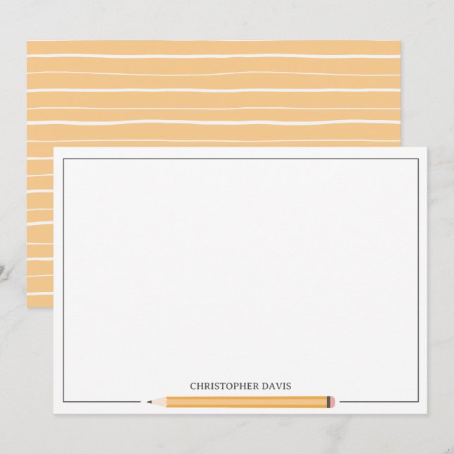 Classic pencil framed stationery back to school card (Front/Back)