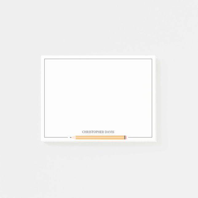 Classic pencil framed stationery back to school post-it notes (Front)