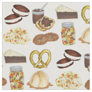 Classic Pennsylvania PA Dutch Amish Food Dishes Fabric