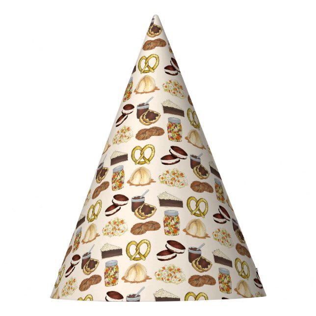 Classic Pennsylvania PA Dutch Amish Food Dishes Party Hat (Front)