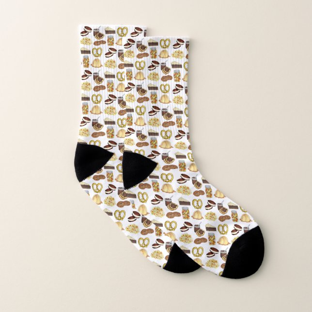 Classic Pennsylvania PA Dutch Amish Food Dishes Socks (Pair)