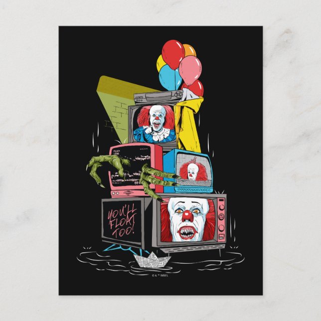 Classic Pennywise TV Stack - You'll Float Too Postcard (Front)