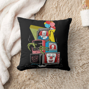 Classic Pennywise TV Stack - You'll Float Too Throw Pillow