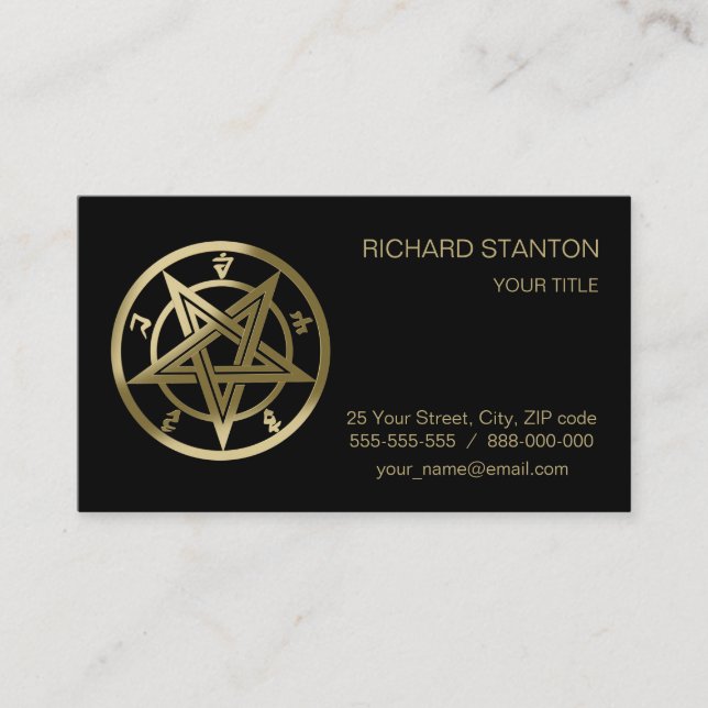 Classic pentagram symbol business card (Front)