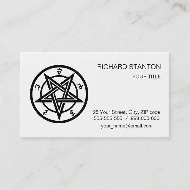 Classic pentagram symbol business card (Front)