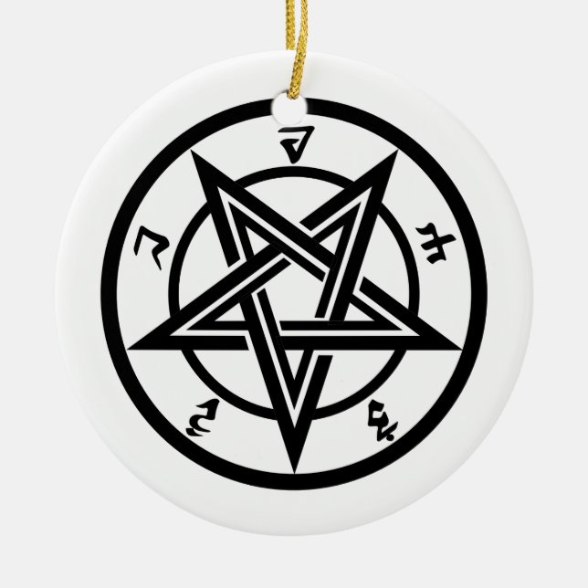 Classic pentagram symbol ceramic ornament (Front)