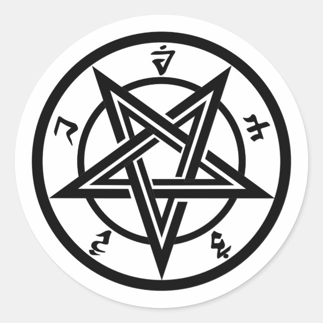Classic pentagram symbol classic round sticker (Front)