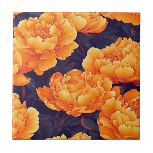 Classic Peonies Ceramic Tiles  For Stylish Entry (Front)