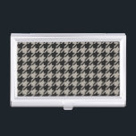 Classic Pepita Houndstooth Pattern Black Grey   Business Card Holder<br><div class="desc">Evergreen elegant and classic fabric pattern,  featuring pepita / houndstooth pattern in black and grey combination.</div>