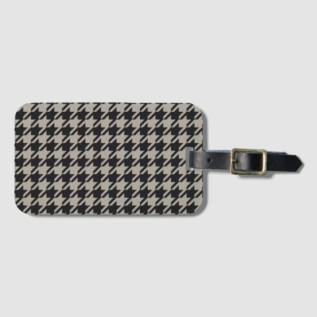 Classic Pepita Houndstooth Pattern Black Grey   Luggage Tag (Front Horizontal)