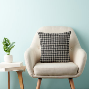 Classic Pepita Houndstooth Pattern Black Grey  Throw Pillow