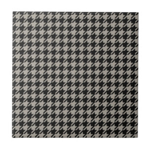 Classic Pepita Houndstooth Pattern Black Grey   Tile