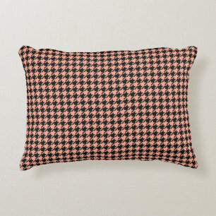 Classic Pepita Houndstooth Pattern Black Peach  Accent Pillow