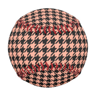 Classic Pepita Houndstooth Pattern Black Peach Baseball