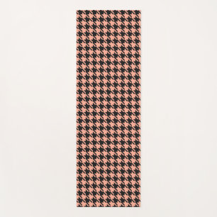 Classic Pepita Houndstooth Pattern Black Peach    Yoga Mat