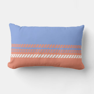 Classic Periwinkle and Coral with Stripes  Lumbar Pillow