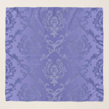 Classic Periwinkle Blue Damask Chiffon Scarf