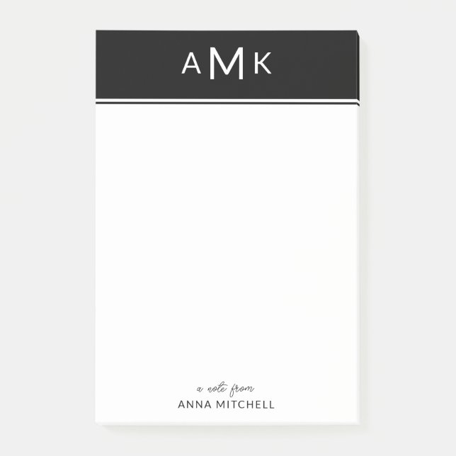 Classic Personal Monogram Sticky Notepad (Front)