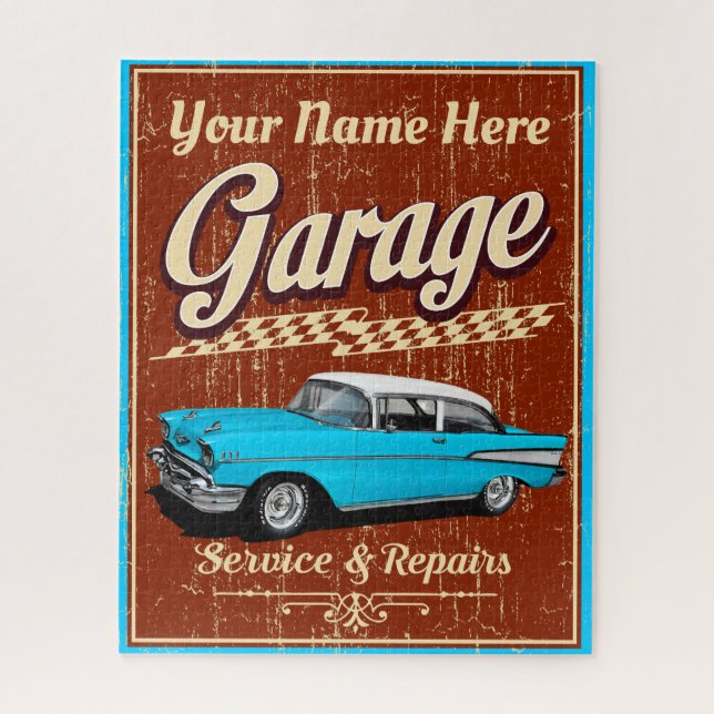 Classic Personalized 1957 Garage Jigsaw Puzzle (Vertical)