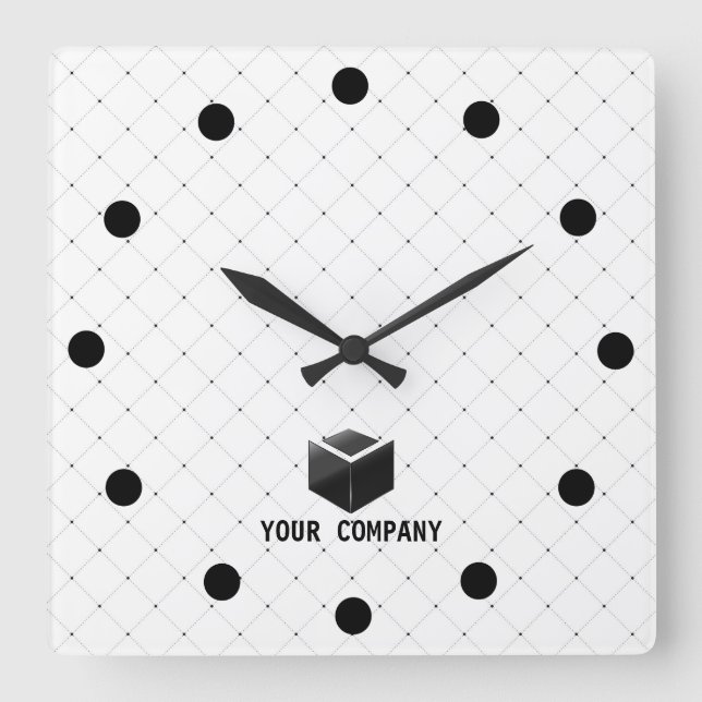 Classic personalized and editable company branding square wall clock (Front)
