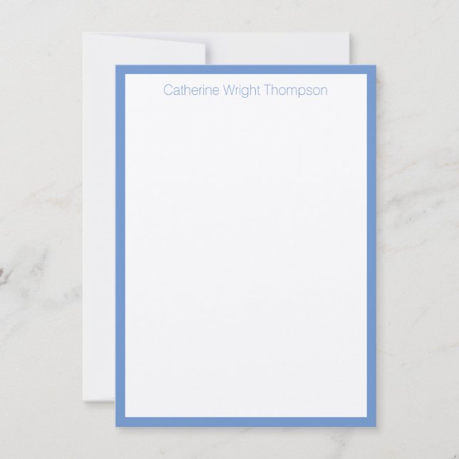 Classic Personalized Blue and White Vertical Note Invitation (Front)