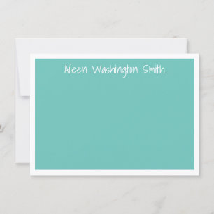 Classic Personalized Blue Flat Note Card