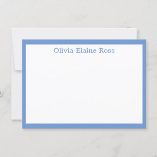 Classic Personalized Blue Flat Note Card