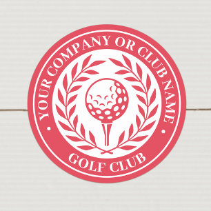 Classic Personalized Golf Club Company Name Red Classic Round Sticker