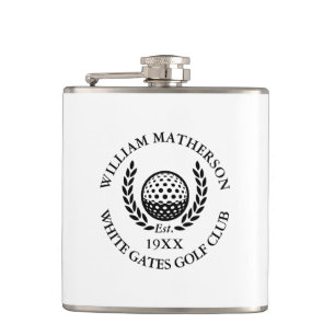 Classic Personalized Golf Club Name Hip Flask