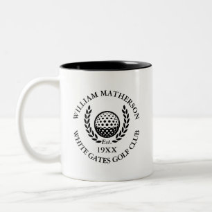Classic Personalized Golf Club Name Two-Tone Coffee Mug