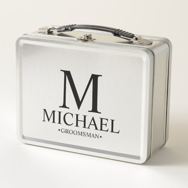 Classic Personalized Groomsman Metal Gift Box (Front)