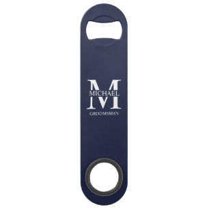 Classic Personalized Groomsman Monogram and Name Bar Key