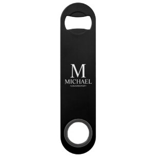 Classic Personalized Groomsman Monogram and Name Bar Key