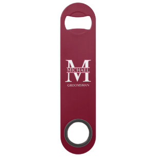 Classic Personalized Groomsman Monogram and Name Bar Key
