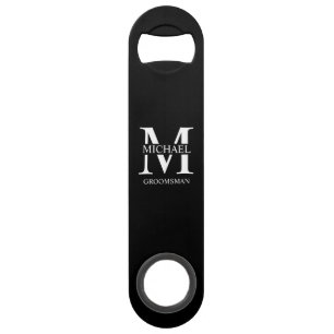 Classic Personalized Groomsman Monogram and Name Bar Key