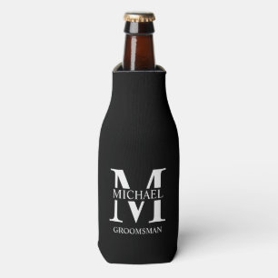 Classic Personalized Groomsman Monogram and Name Bottle Cooler