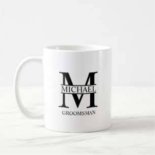 Classic Personalized Groomsman Monogram and Name Coffee Mug