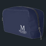 Classic Personalized Groomsman Monogram and Name Dopp Kit<br><div class="desc">Classic Personalized Groomsman Gifts
featuring personalized monogram,  groomsman's name and title in white classic serif font style on navy blue background.

Also perfect for Best Man,  Father of the Bride and more.</div>