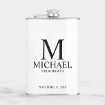 Classic Personalized Groomsman Monogram and Name Hip Flask<br><div class="desc">Classic Personalized Groomsman Gifts
featuring personalized monogram,  groomsman's name and title in black classic serif font style on white background.

Also perfect for best man,  father of the bride and more.</div>