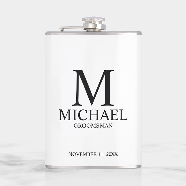 Classic Personalized Groomsman Monogram and Name Hip Flask (Creator Uploaded)