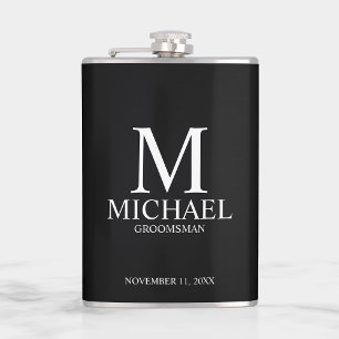 Classic Personalized Groomsman Monogram and Name Hip Flask