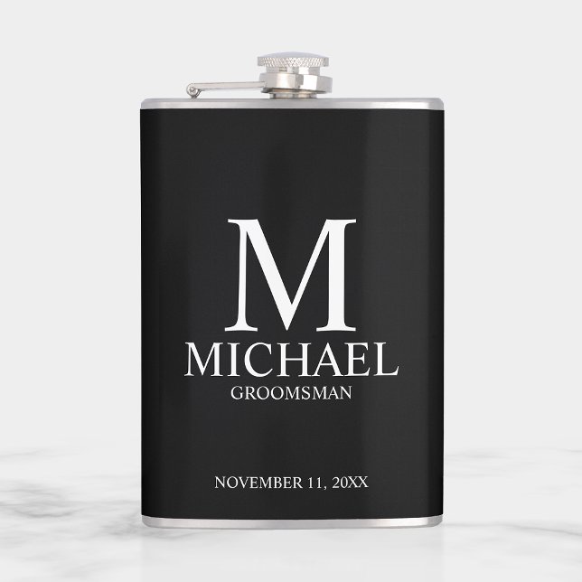 Classic Personalized Groomsman Monogram and Name Hip Flask (Creator Uploaded)
