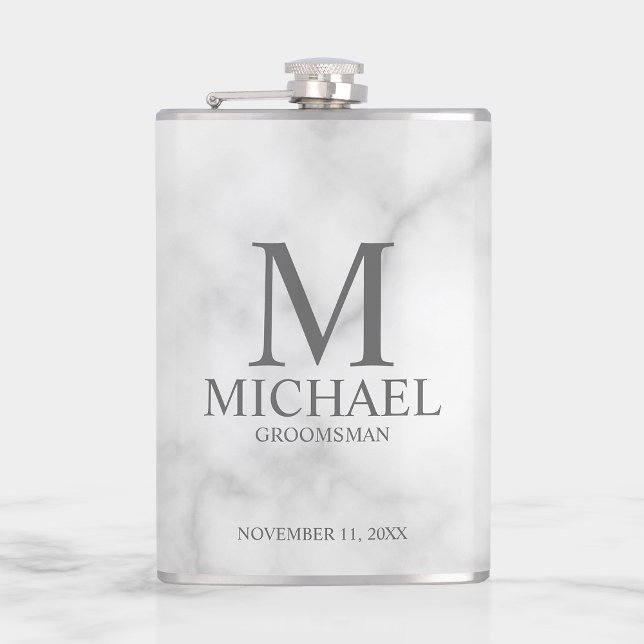 Classic Personalized Groomsman Monogram and Name Hip Flask (Creator Uploaded)