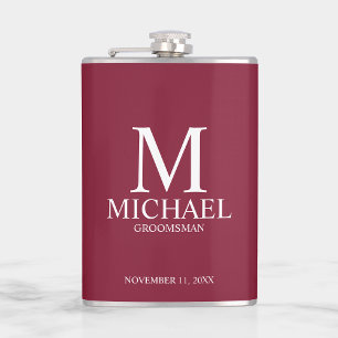 Classic Personalized Groomsman Monogram and Name Hip Flask