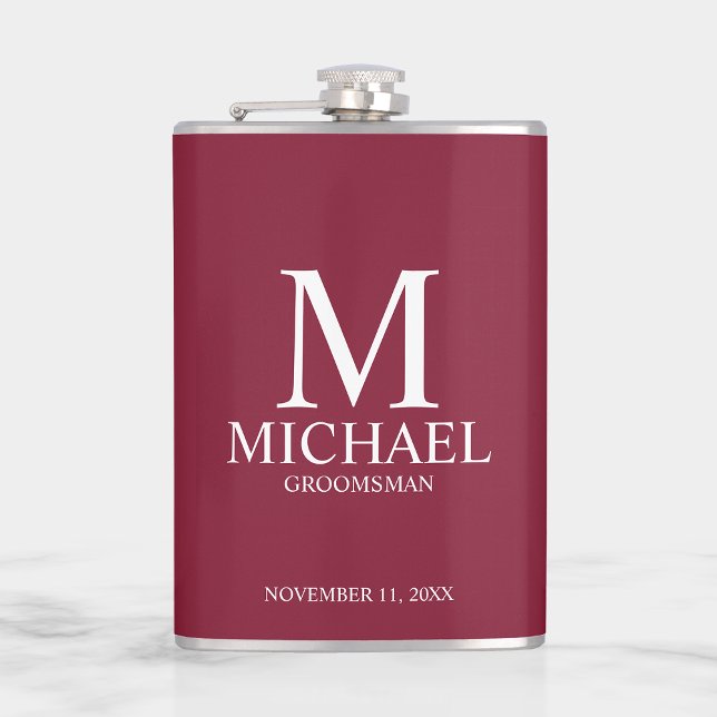 Classic Personalized Groomsman Monogram and Name Hip Flask (Creator Uploaded)