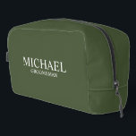 Classic Personalized Groomsman Name Dopp Kit<br><div class="desc">Classic Personalized Groomsman Gifts
featuring personalized groomsman's name and title in white classic serif font style on olive green background.

Also perfect for Best Man,  Father of the Bride and more.</div>